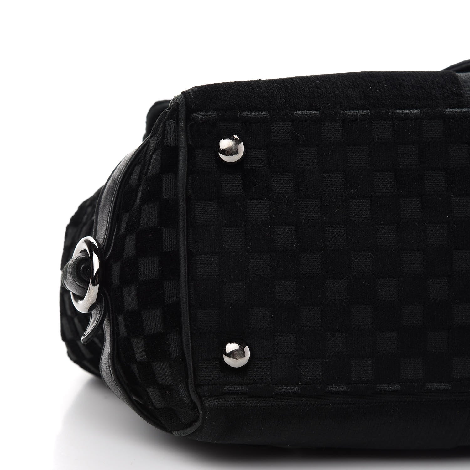 Chanel Velvet Checkered Flap Bag Black 8 of 9