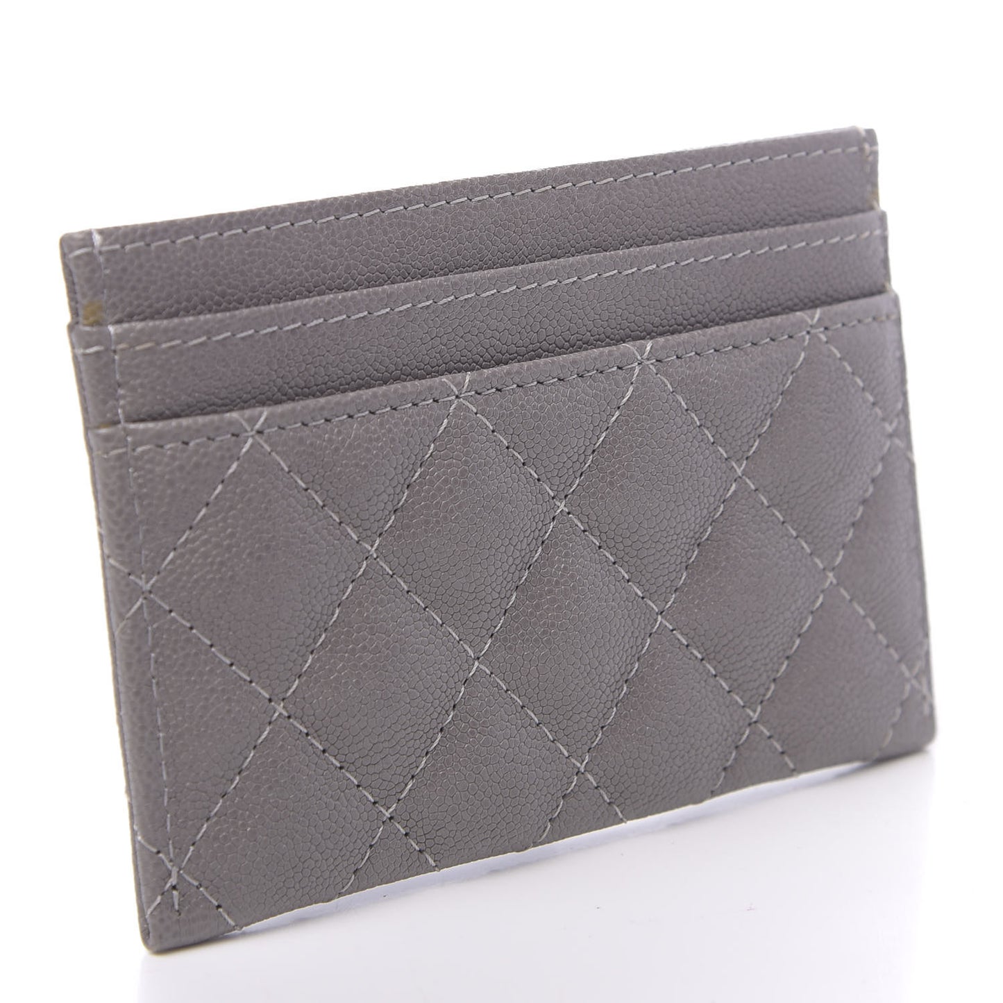 Caviar Quilted Boy Card Holder Grey