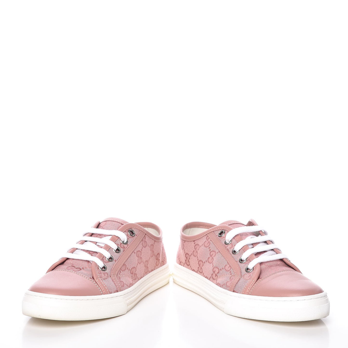 GG Monogram Calfskin Womens Low Top Sneakers 35 Pink Soft Pink