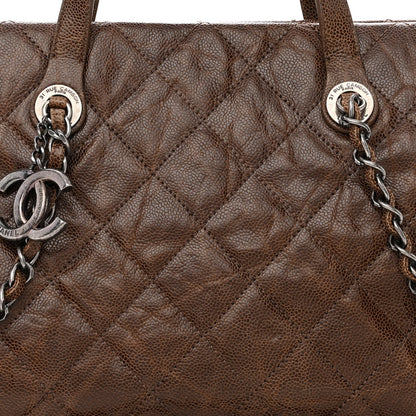 Chanel Crumpled Grained Calfskin Quilted CC Crave Tote Brown 10 of 12