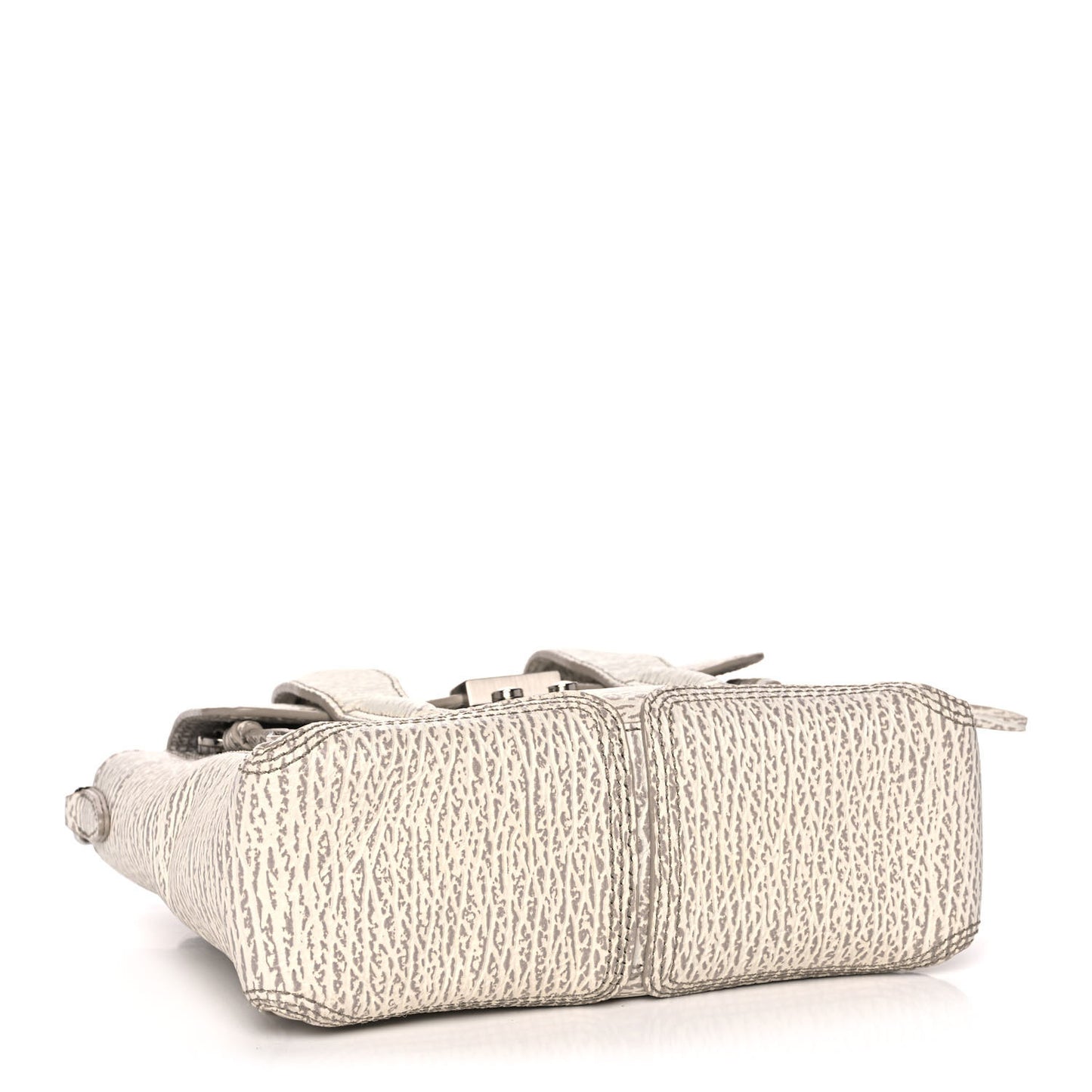 Shark Embossed Textured Calfskin Mini Pashli Satchel Ivory Dove