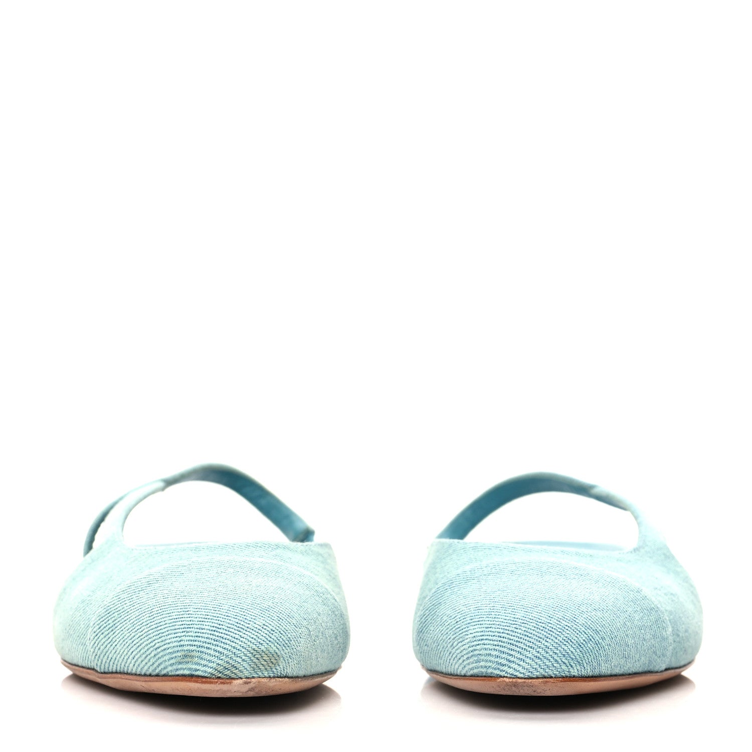 Chanel Denim Cap Toe CC Slingback Flats 36 Blue 2 of 9