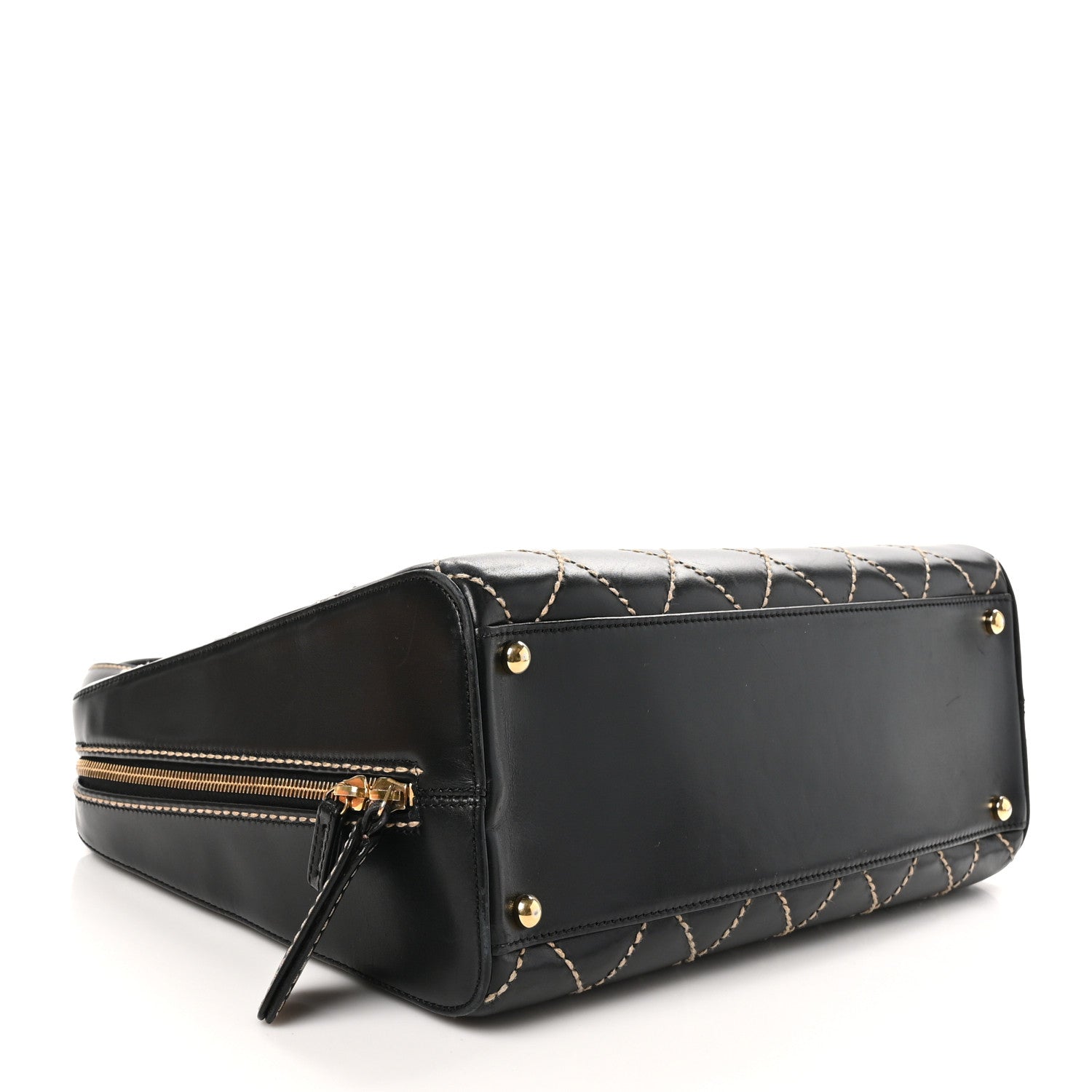 Chanel Calfskin Wild Stitch Vertical Top Handle Bag Black 5 of 12