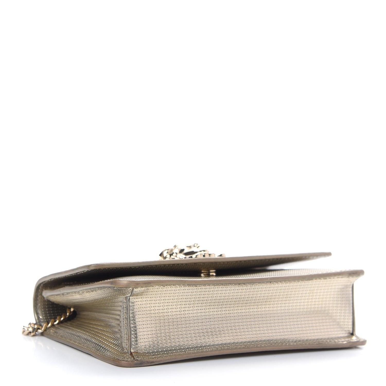 Versace Patent Embossed Medusa Evening Clutch Bag Gold 4 of 8
