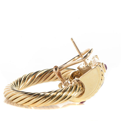 David Yurman 14K Gold Ruby Iolite Door Knocker Cable Earrings 3 of 4