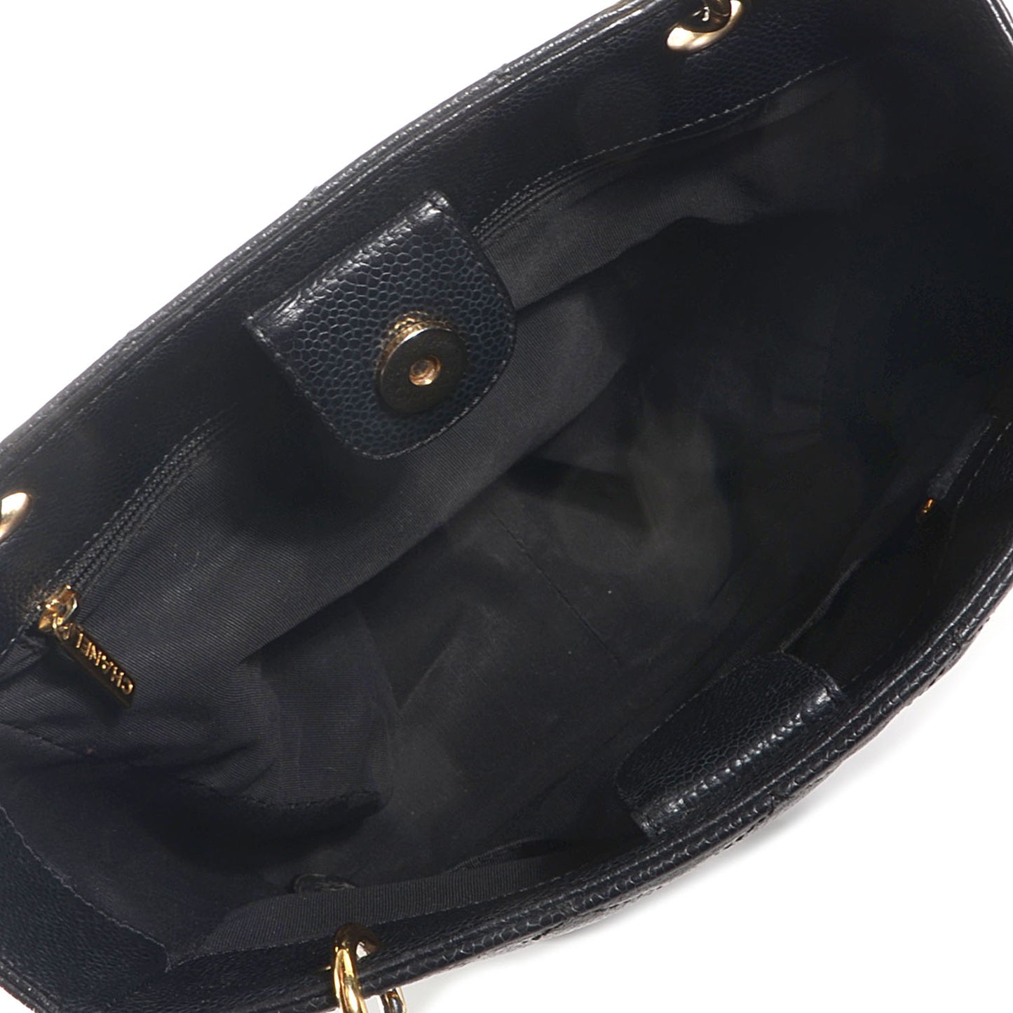 Caviar Quilted Petit Shopping Tote PST Black