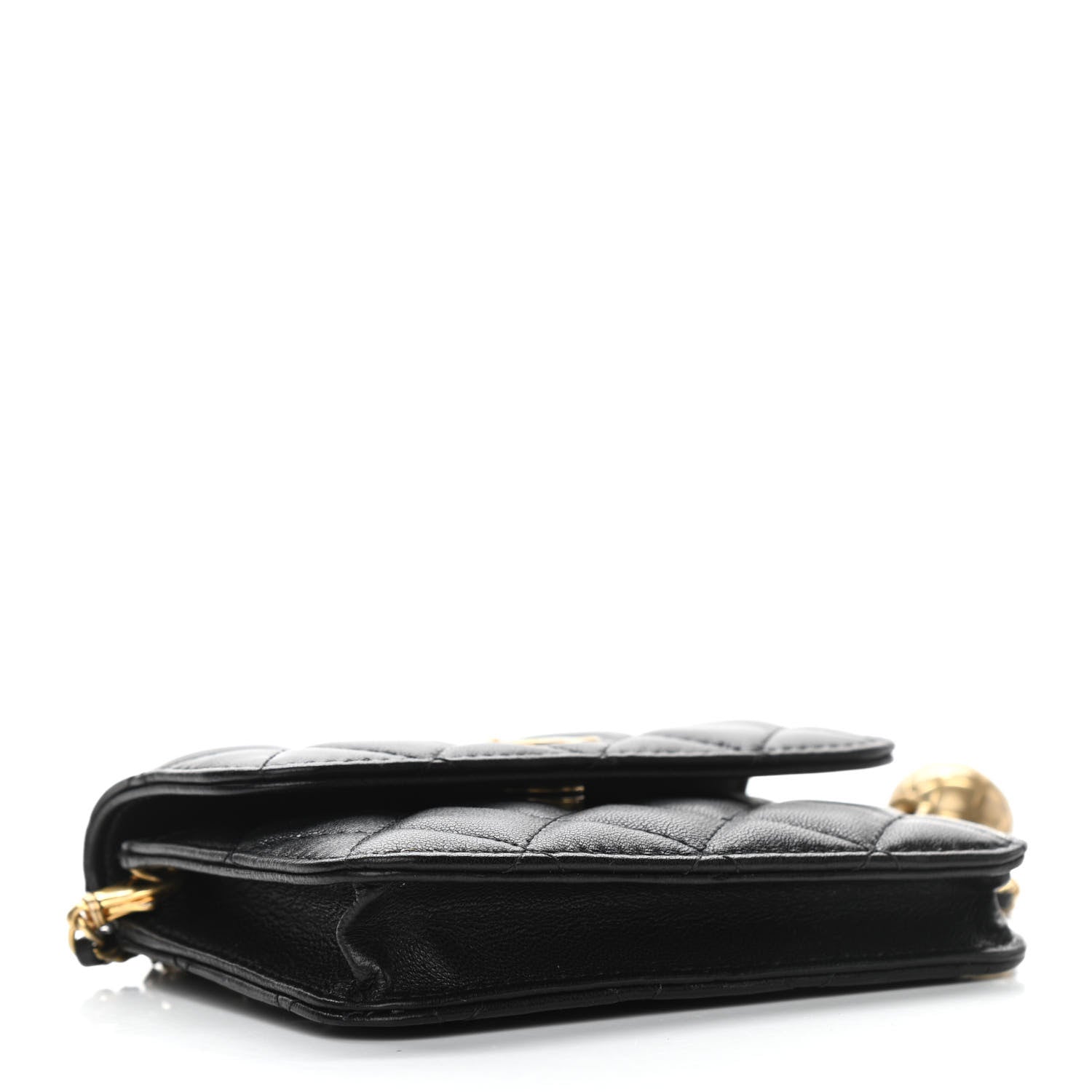 Chanel Lambskin Quilted Pearl Crush Clutch With Chain Black 4 of 13