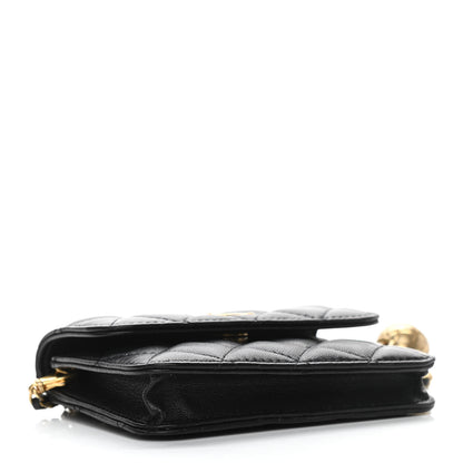 Chanel Lambskin Quilted Pearl Crush Clutch With Chain Black 4 of 13