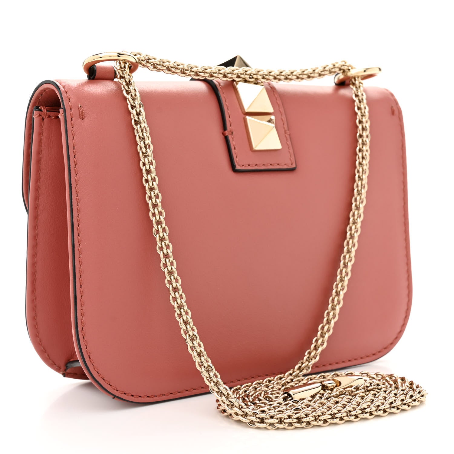 Valentino Garavani Vitello Small Glam Lock Rockstud Flap Antique Rose 3 of 12