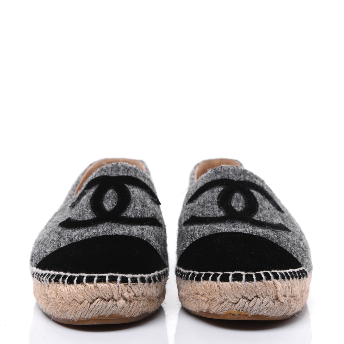Tweed Velvet CC Espadrilles 41 Grey Black