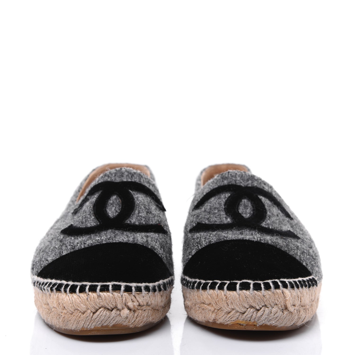 Chanel Tweed Velvet CC Espadrilles 41 Grey Black 2 of 18