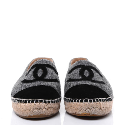 Chanel Tweed Velvet CC Espadrilles 41 Grey Black 2 of 18