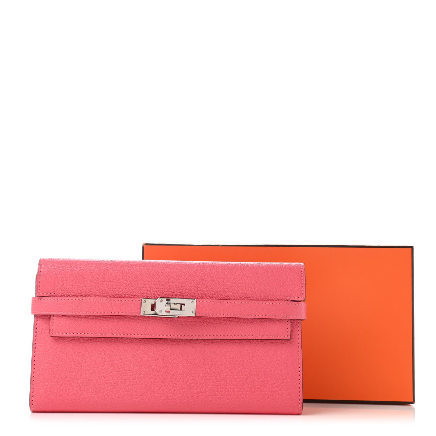 Hermes Chevre Mysore Kelly Longue Wallet Rose Lipstick 7 of 7