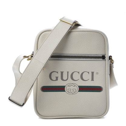 Gucci Grained Calfskin Logo Messenger Bag White 1 of 11