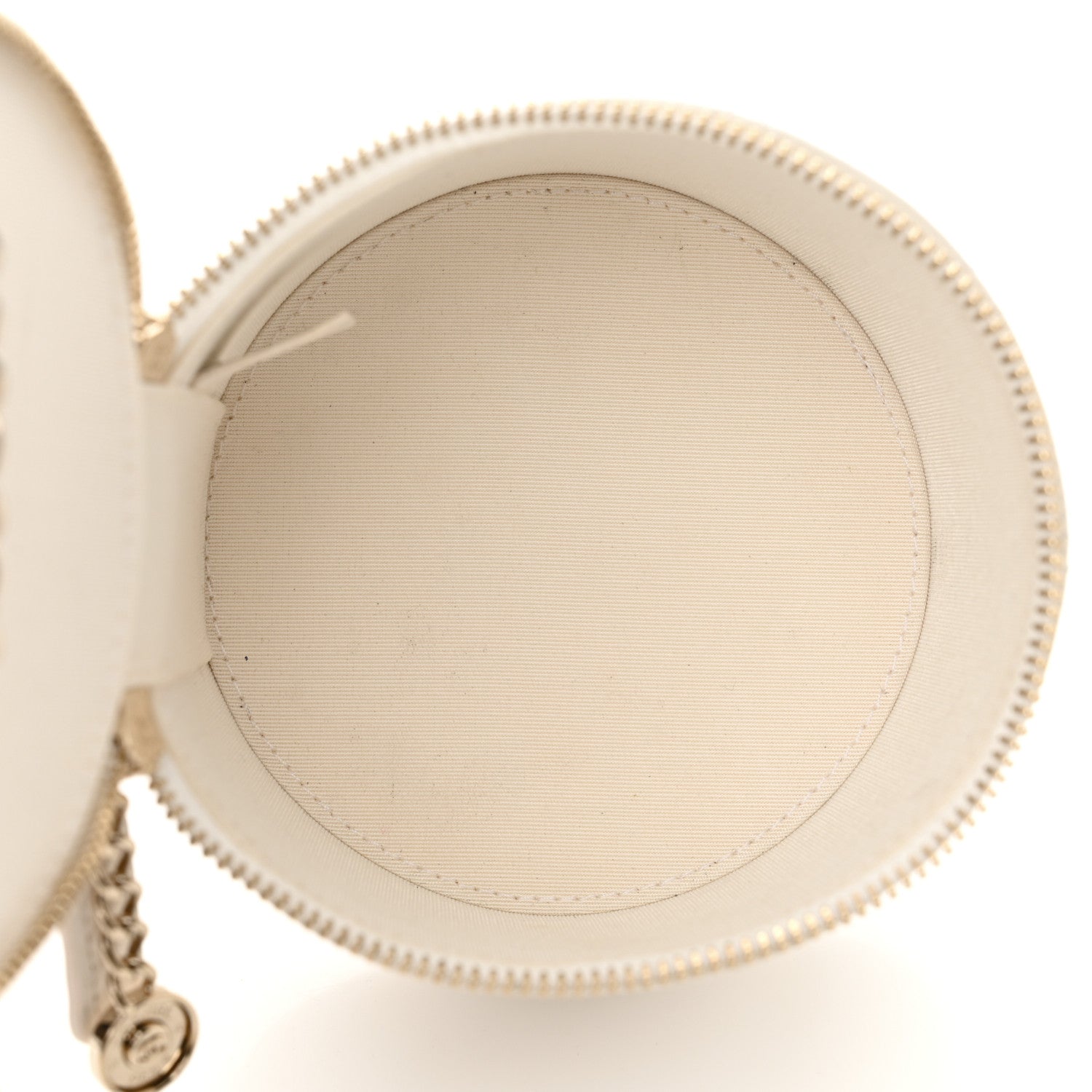 Chanel Lambskin Quilted Round Small Vanity Case With Chain White Black 5 of 12