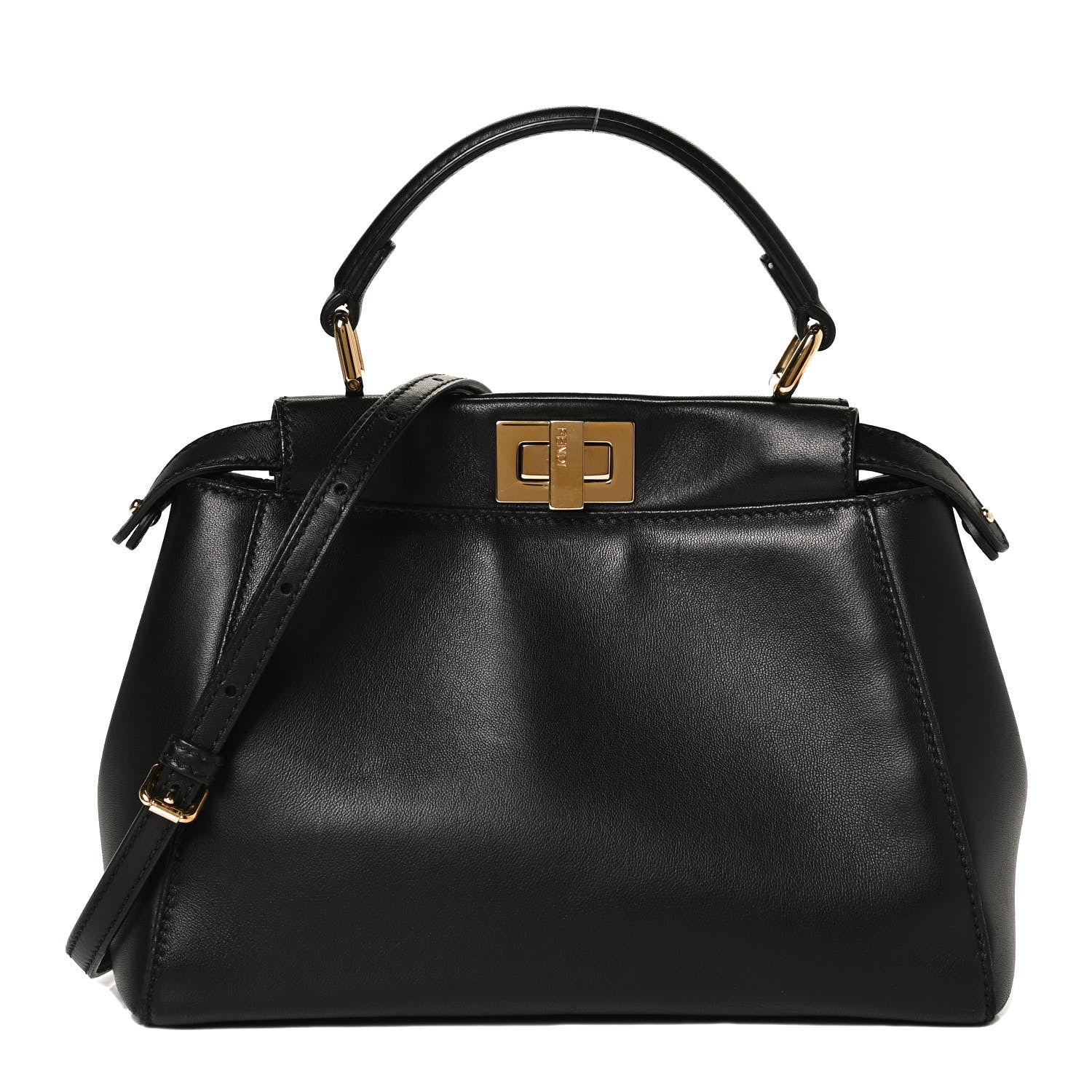 Fendi Nappa Mini Peekaboo Iconic Satchel Black 1 of 12