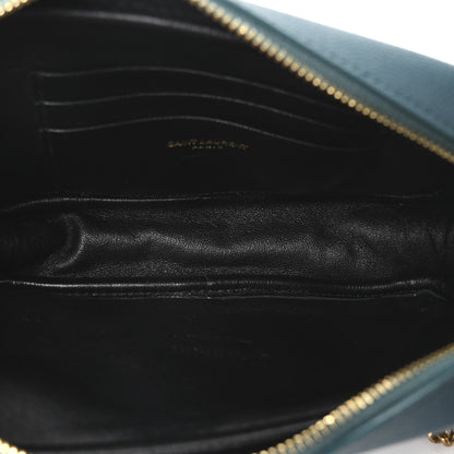 Saint Laurent Grain De Poudre Matelasse Monogram Mini Lou Camera Bag Blue Vert 5 of 11