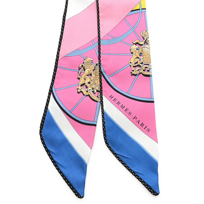 Hermes Silk Springs Springs Twilly Rose Bleu Black 2 of 3