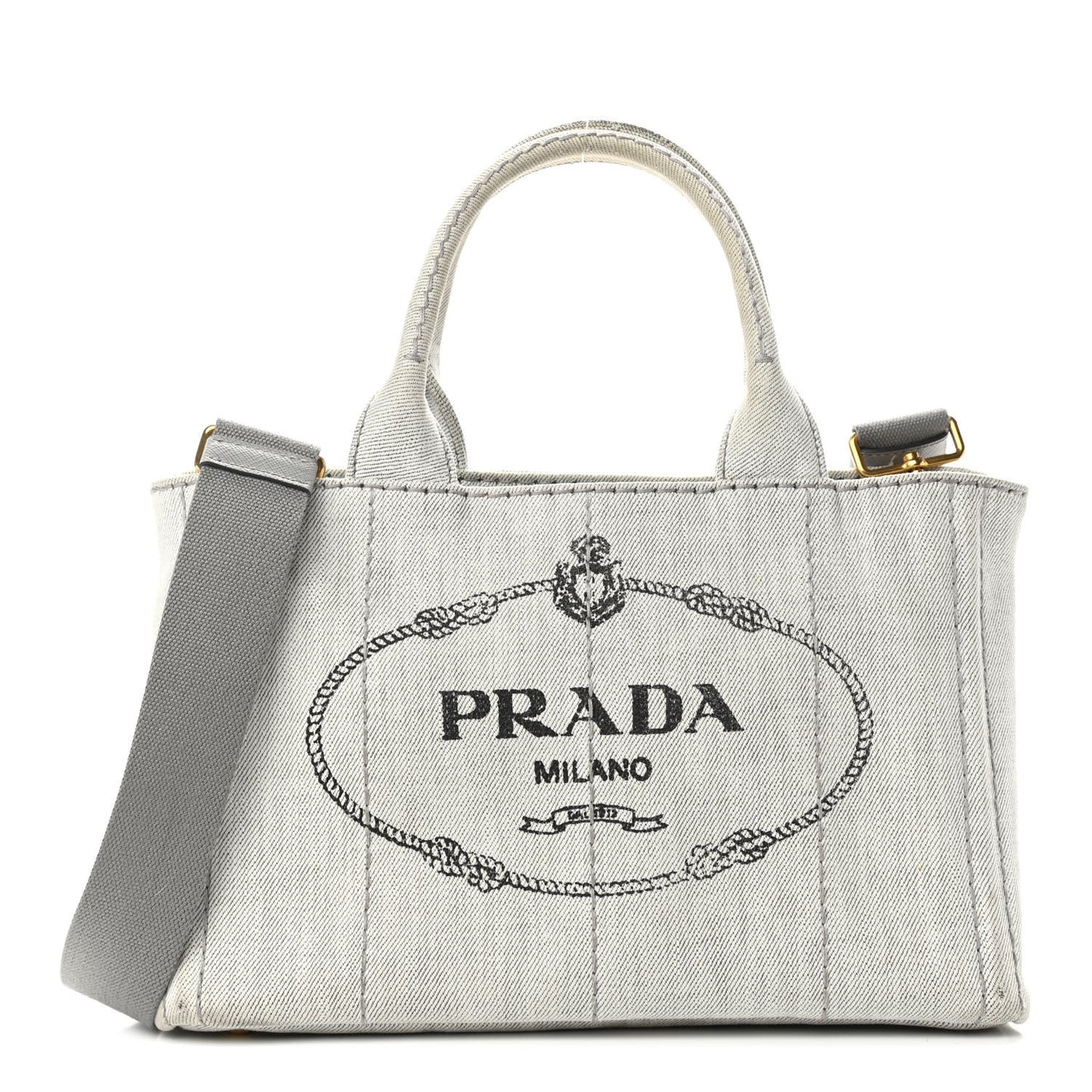 Denim Small Logo Tote Bianco