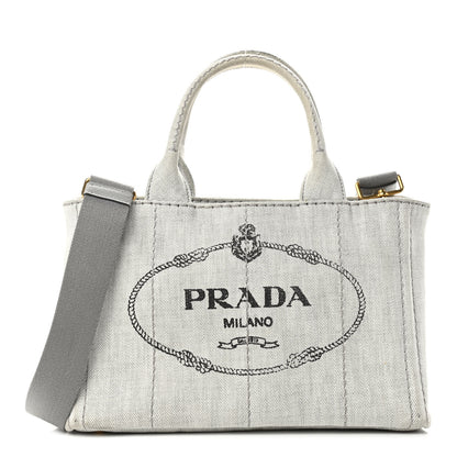 Prada Denim Small Logo Tote Bianco 1 of 13