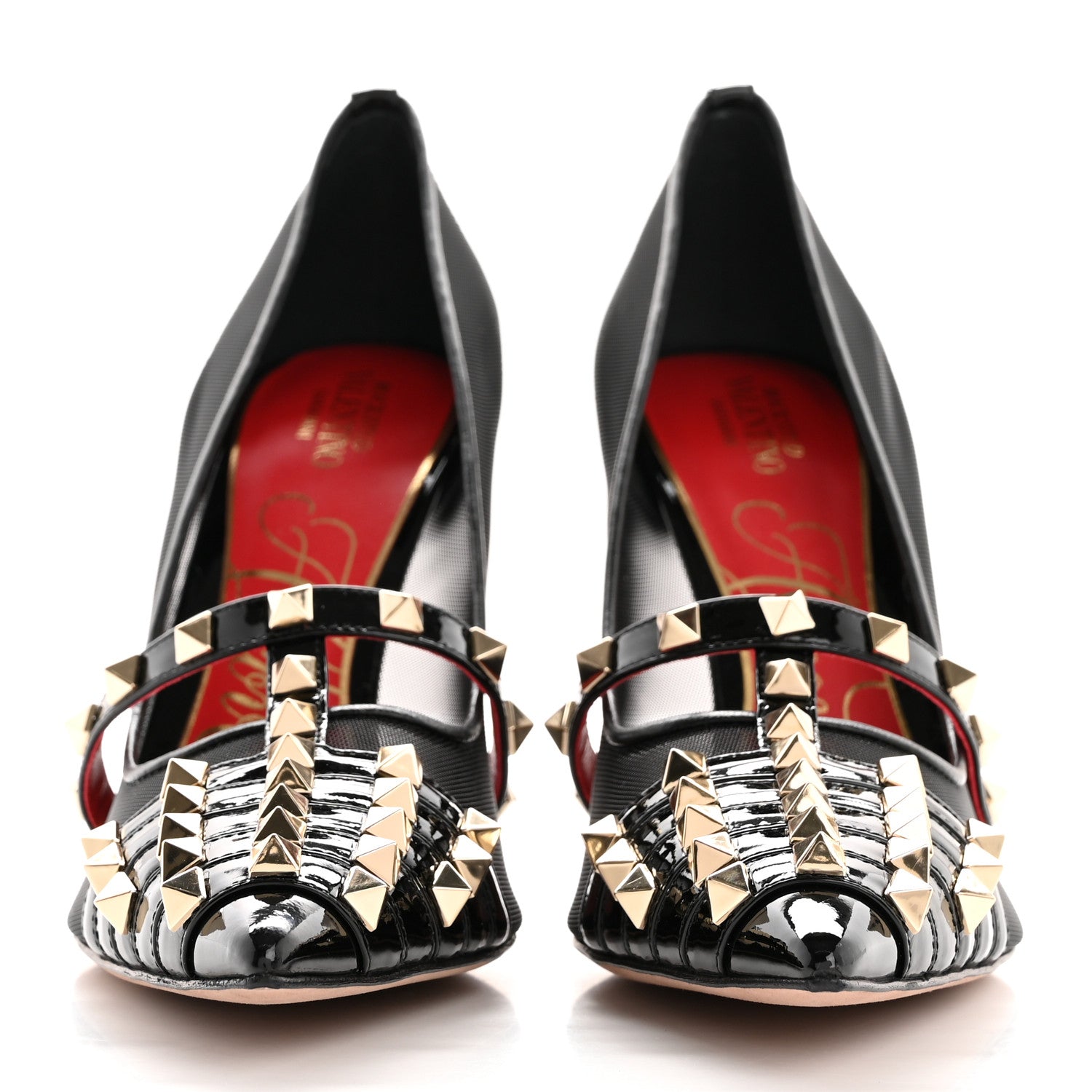 Valentino Garavani Mesh Patent Rockstud Alcove 100mm Pumps 39.5 Black 3 of 10
