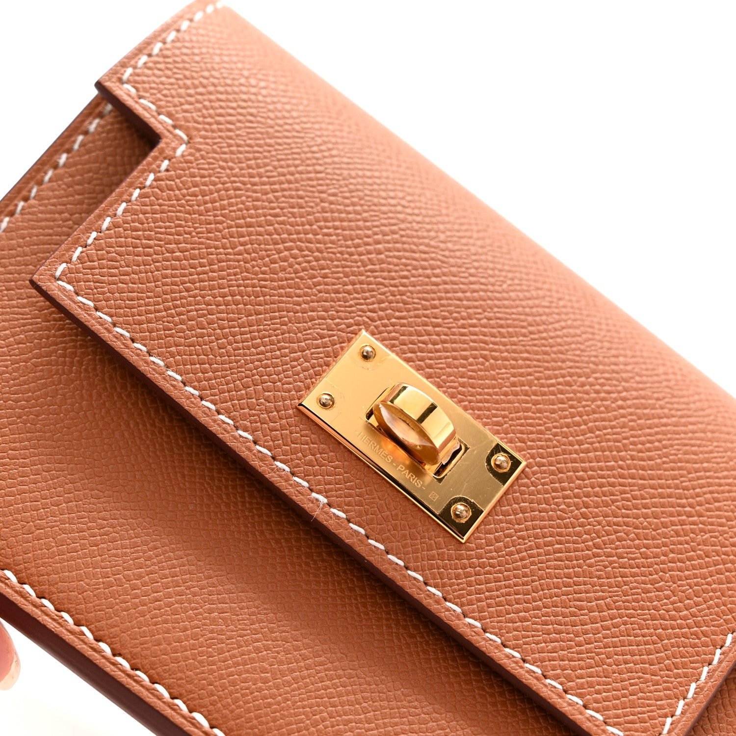 Hermes Madame Calfskin Kelly Slim Wallet Gold 8 of 9