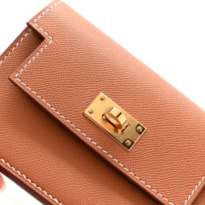 Hermes Madame Calfskin Kelly Slim Wallet Gold 8 of 9