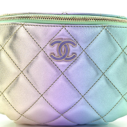 Chanel Gradient Metallic Lambskin Quilted Walking Mood Waist Bag Fanny Pack Pink Purple Green 8 of 10