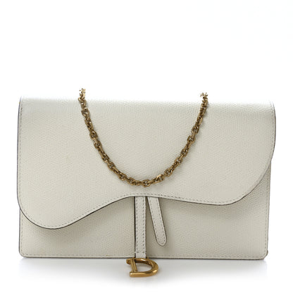 Christian Dior Grained Calfskin Saddle Chain Pouch Latte 1 of 10