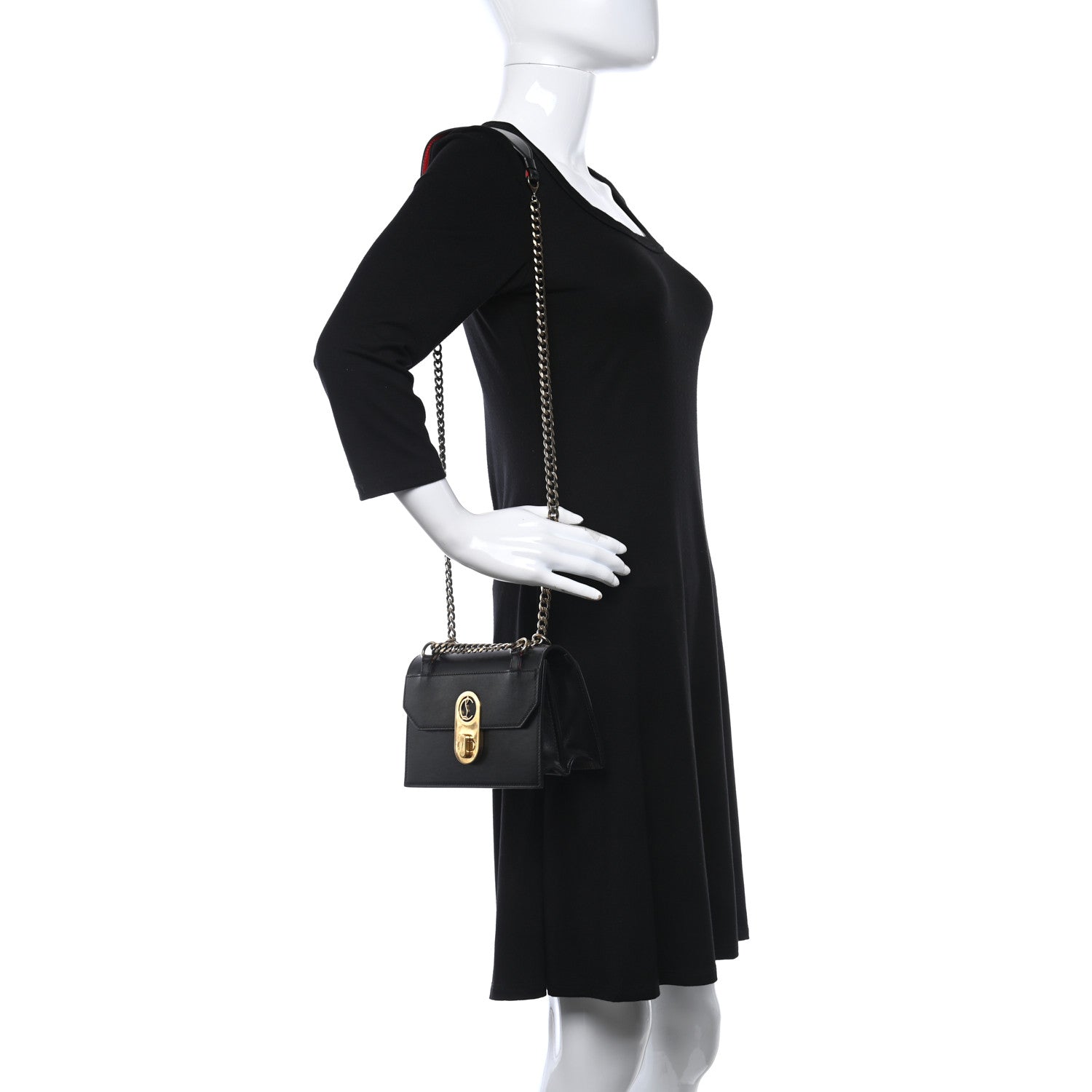 Christian Louboutin Calfskin Mini Elisa Shoulder Bag Black 2 of 13
