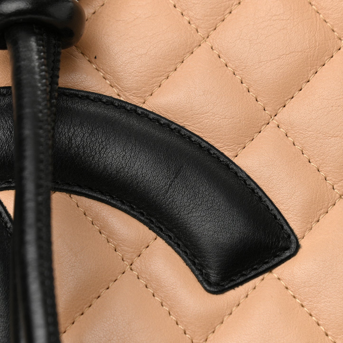 Calfskin Quilted Medium Cambon Tote Beige Black