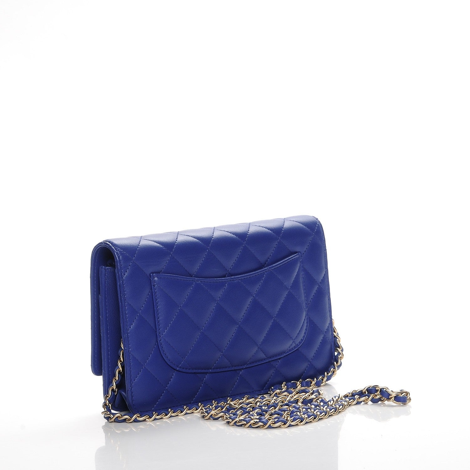 Chanel Lambskin Quilted Wallet On Chain WOC Dark Blue 3 of 9