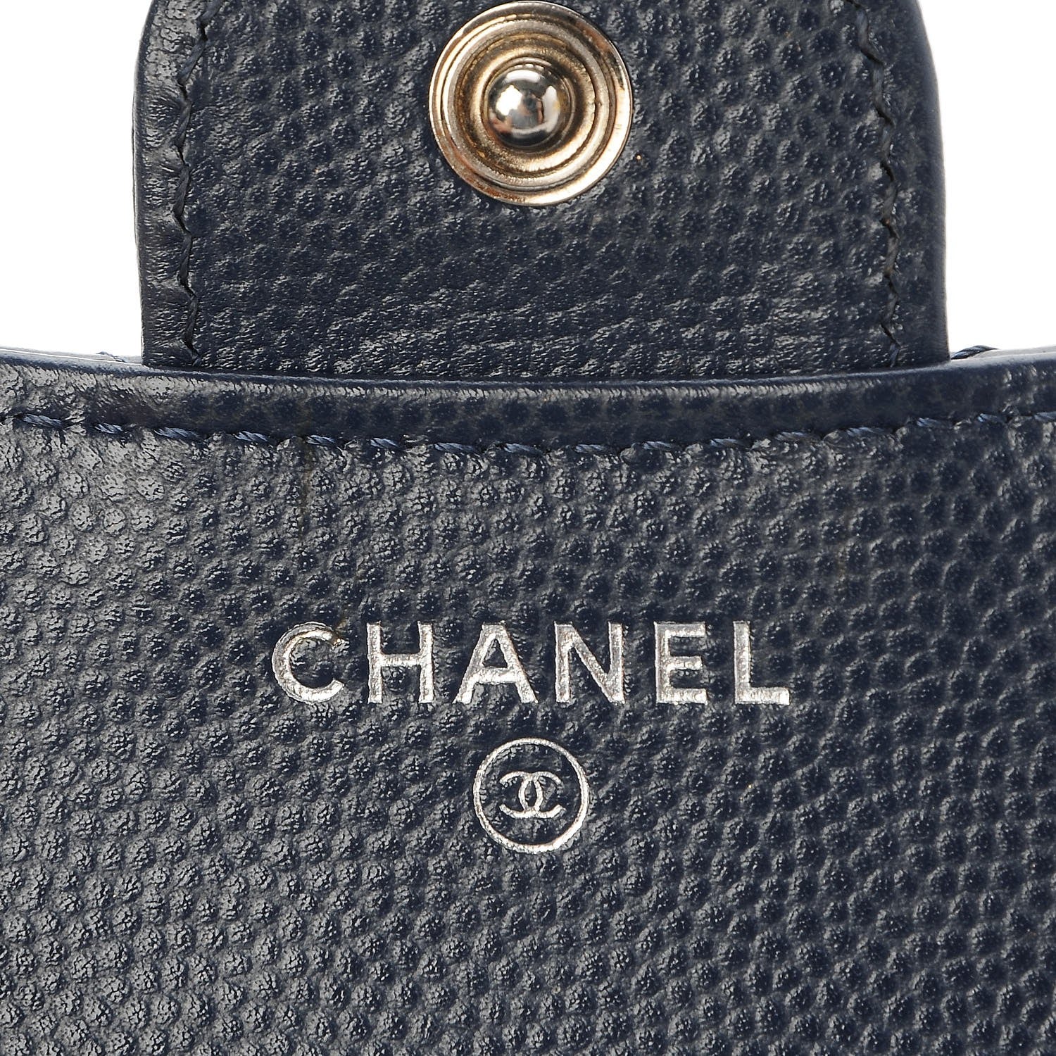 Chanel Caviar Chevron Quilted Compact Flap Wallet Navy 6 of 9