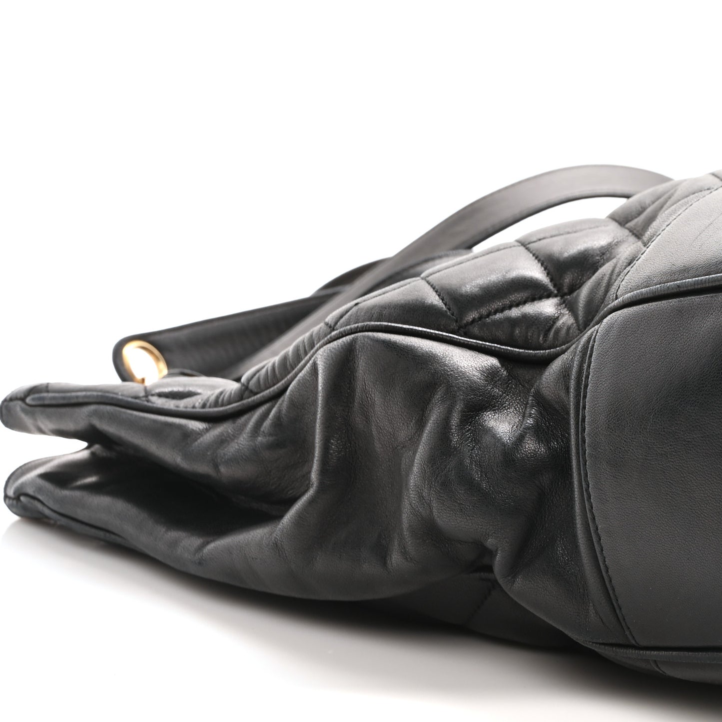 Lambskin Quilted Shopping Tote Black