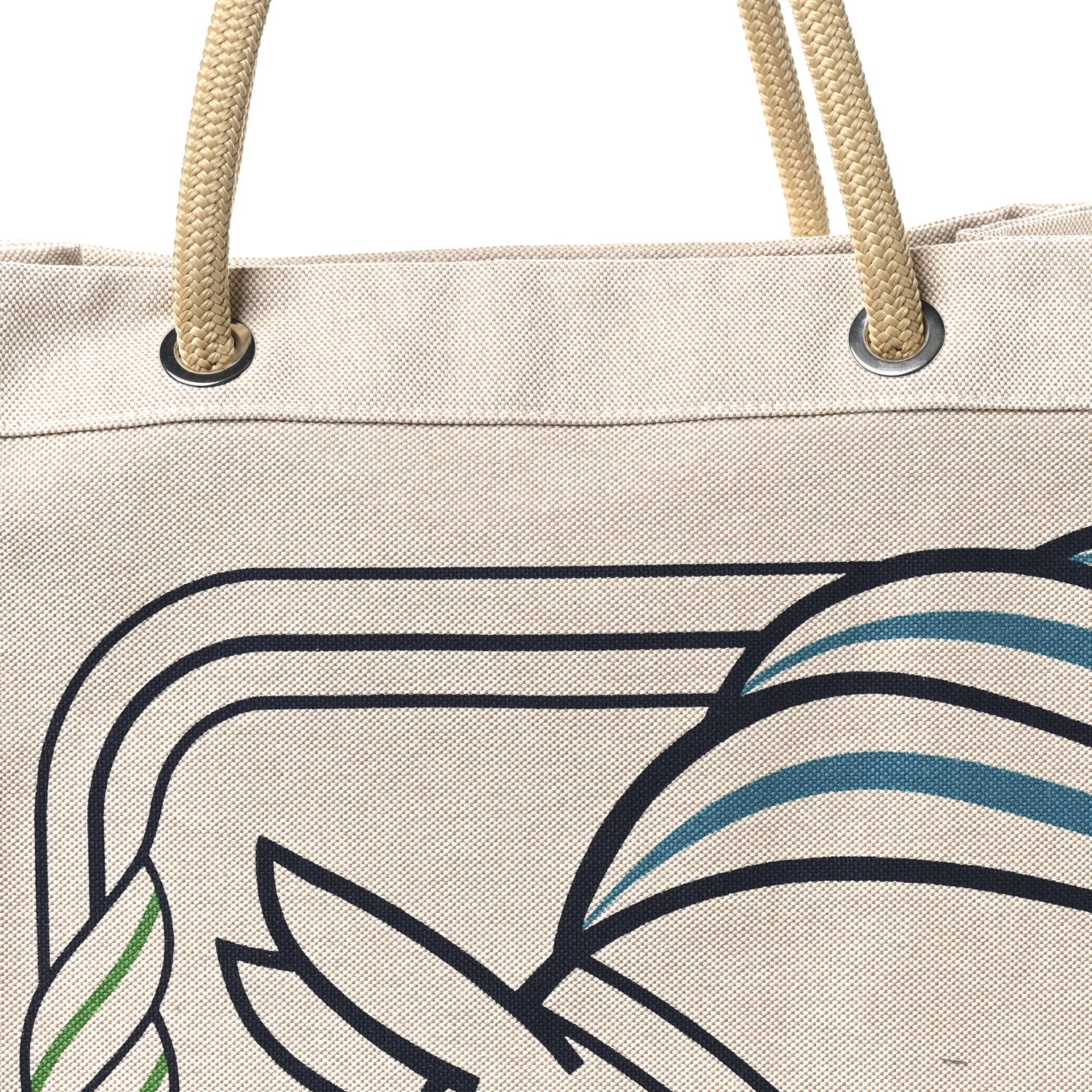 Hermes H Canvas Quadrige Beach Bag Bleu Jaune Rose 7 of 9