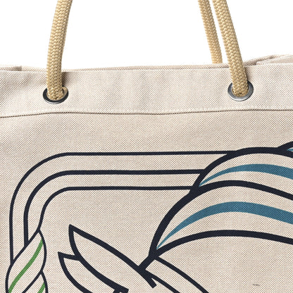 Hermes H Canvas Quadrige Beach Bag Bleu Jaune Rose 7 of 9