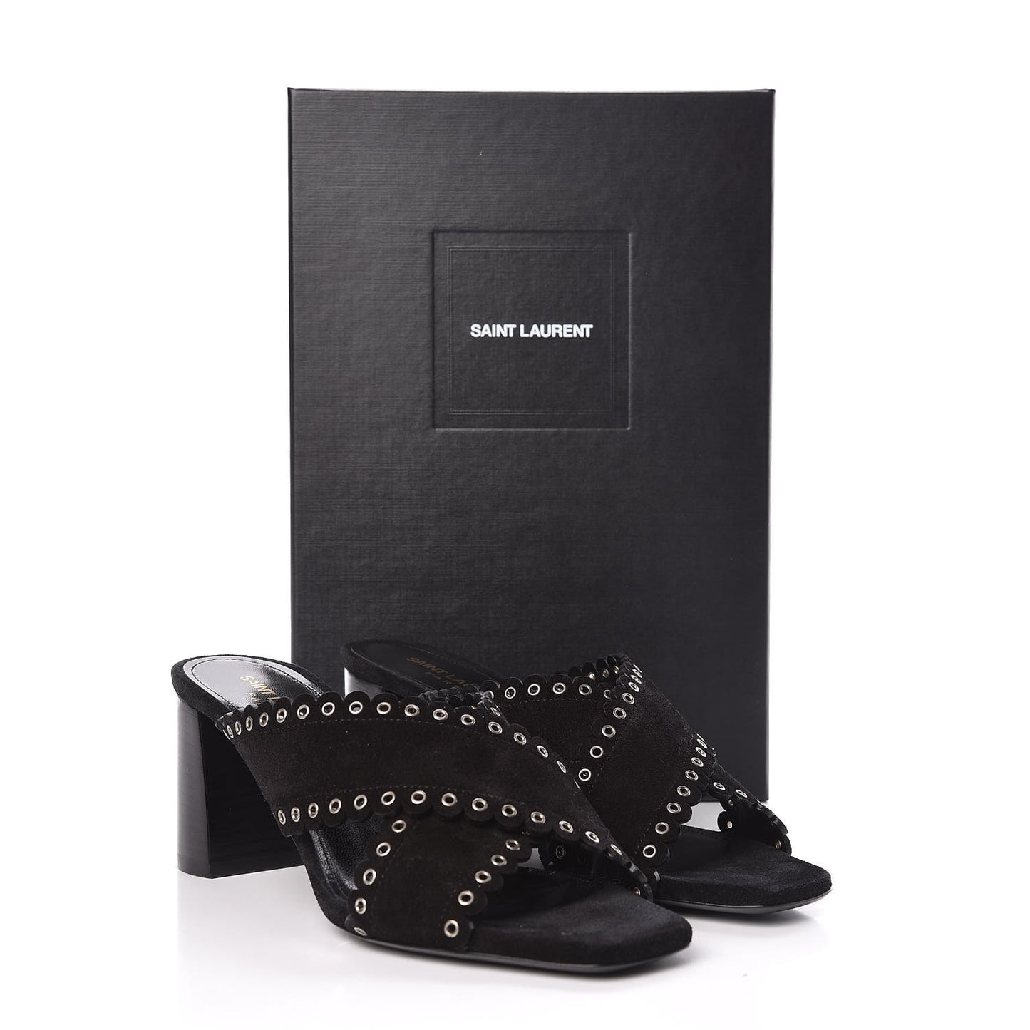 Suede Eyelet LouLou 70 Mules 38 Black