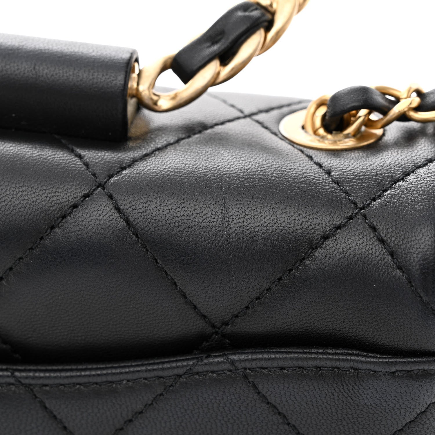 Chanel Lambskin Quilted Small Circular Handle Bag Black 13 of 14