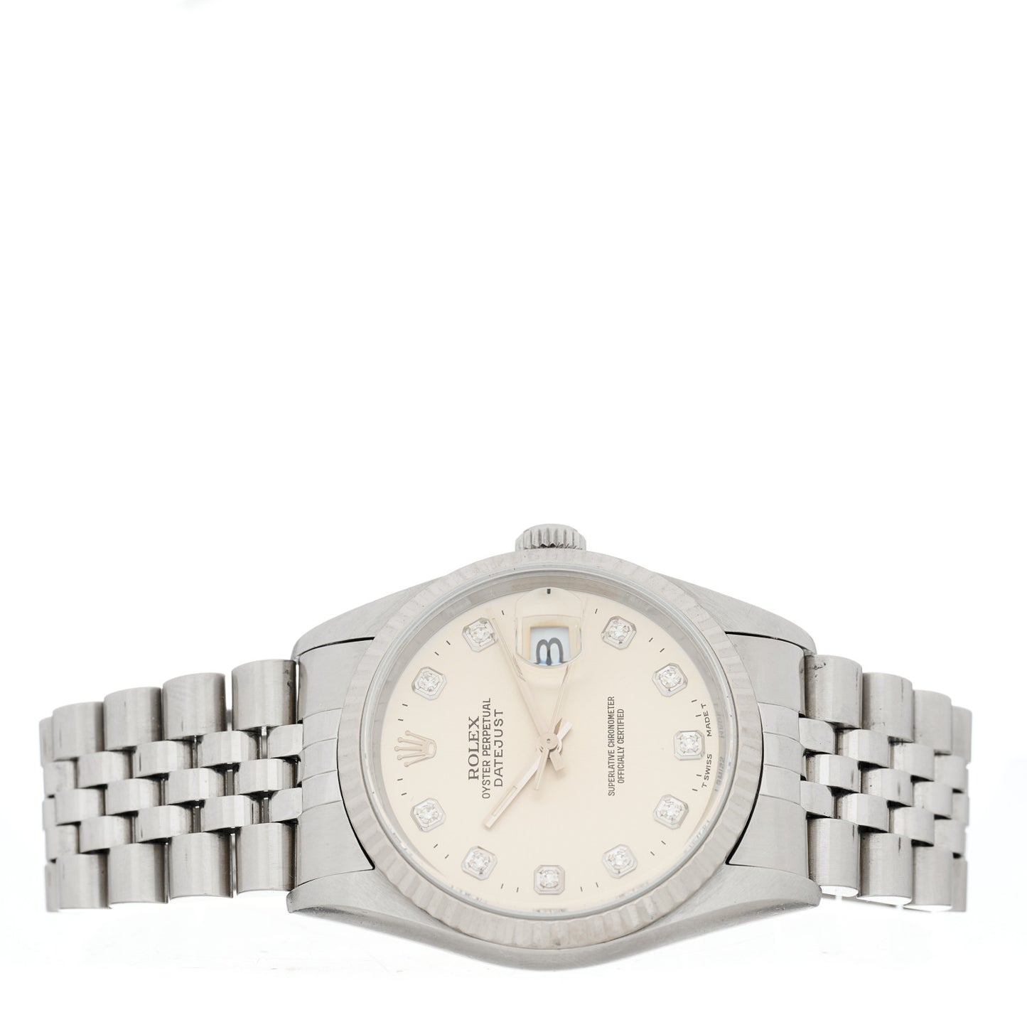 Stainless Steel 18K White Gold Diamond 36mm Oyster Perpetual Datejust Watch Silver 16234