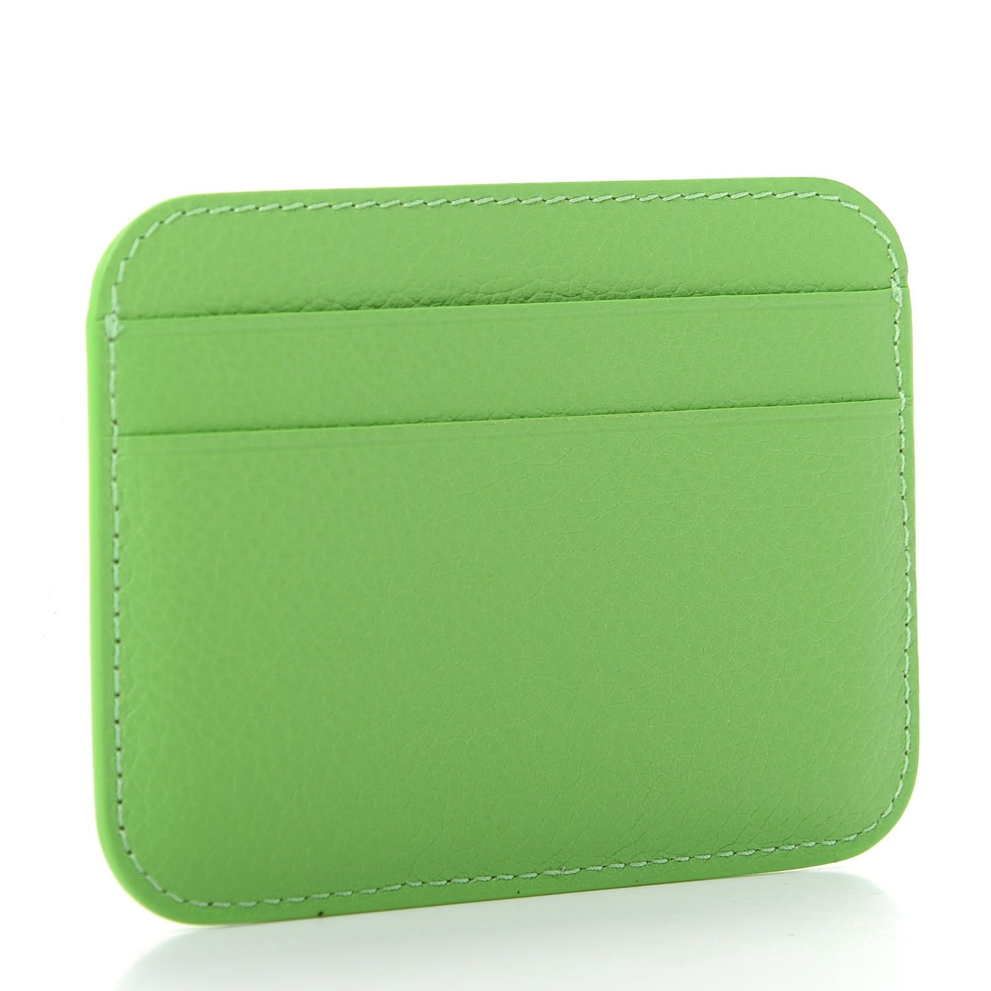 Grained Calfskin Logo Cash Rounded Card Holder Light Green Fuchsia