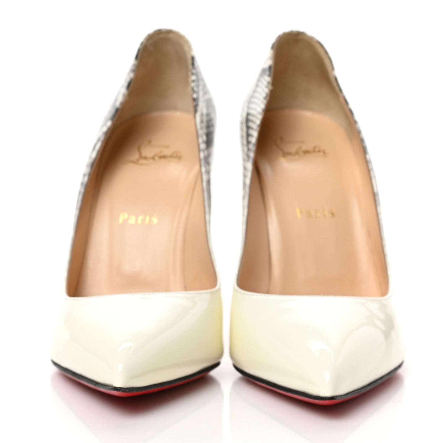 Christian Louboutin Patent Degrade Snakeskin Printed Pigalle Follies 100 Pumps 39.5 White Roccia 2 of 7