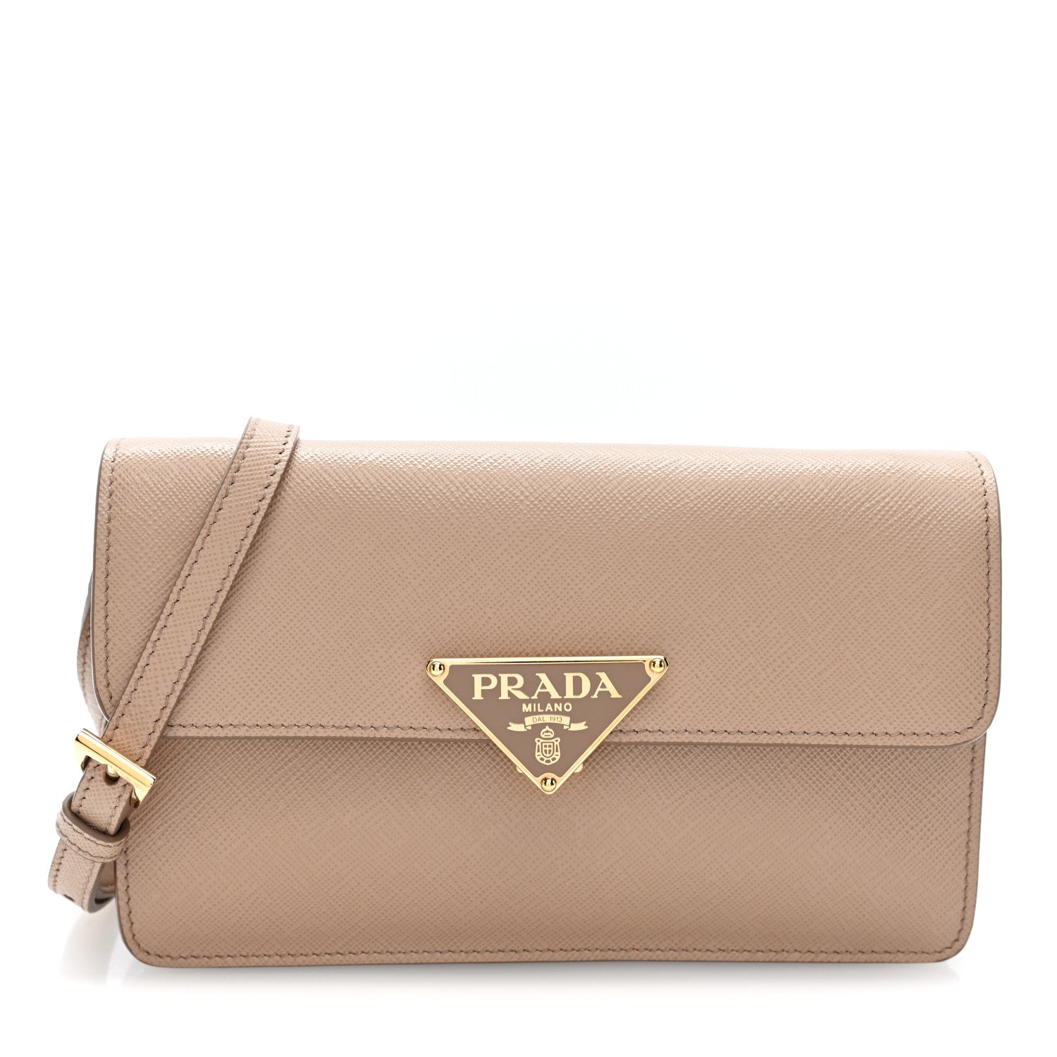 Prada Saffiano Lux Mini Triangle Embleme Flap Shoulder Bag Cammeo 1 of 8