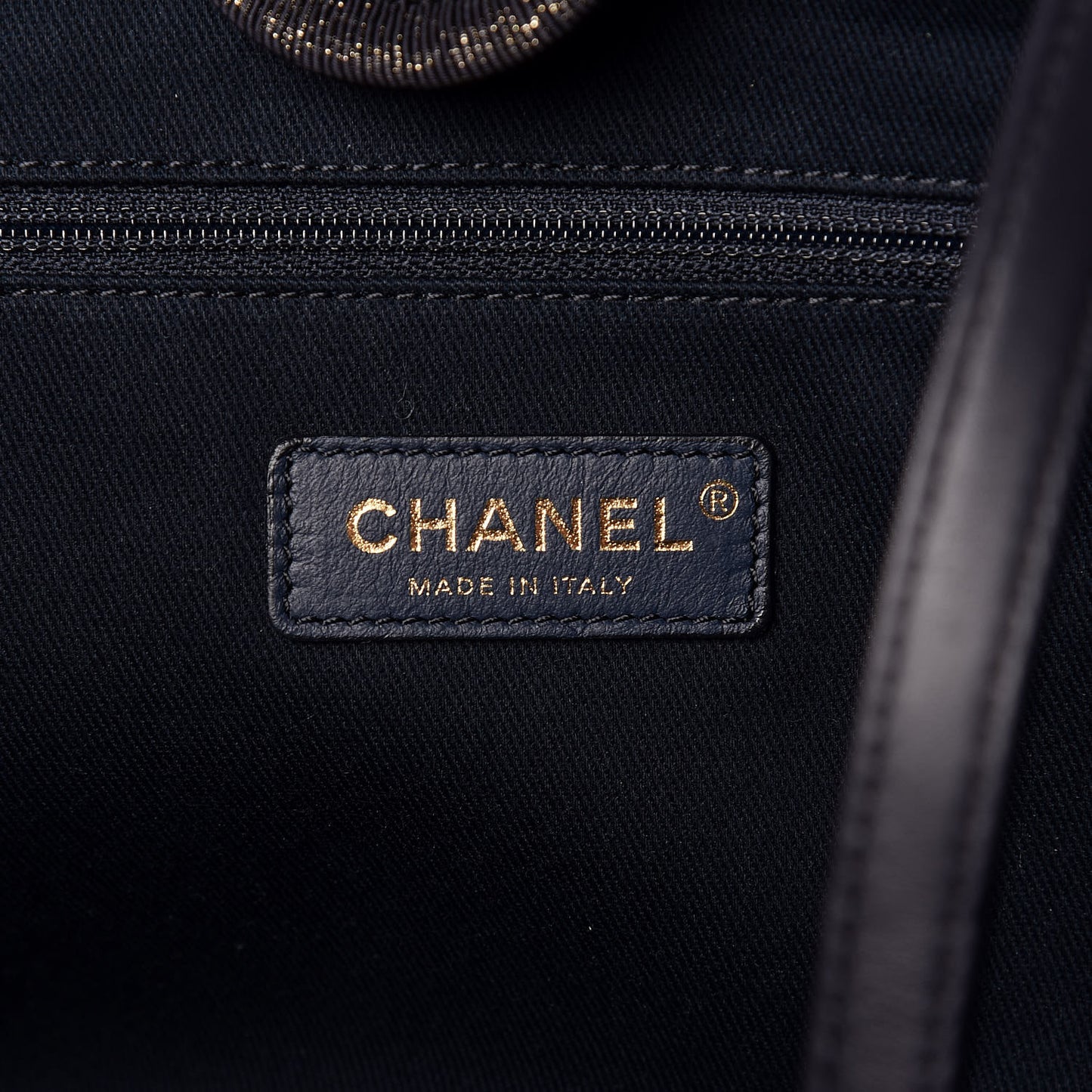 Lurex Canvas Small Deauville Tote Navy Blue Gold