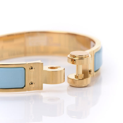 Hermes Enamel Charniere Uni Narrow Hinged Bracelet M Turquoise 4 of 6