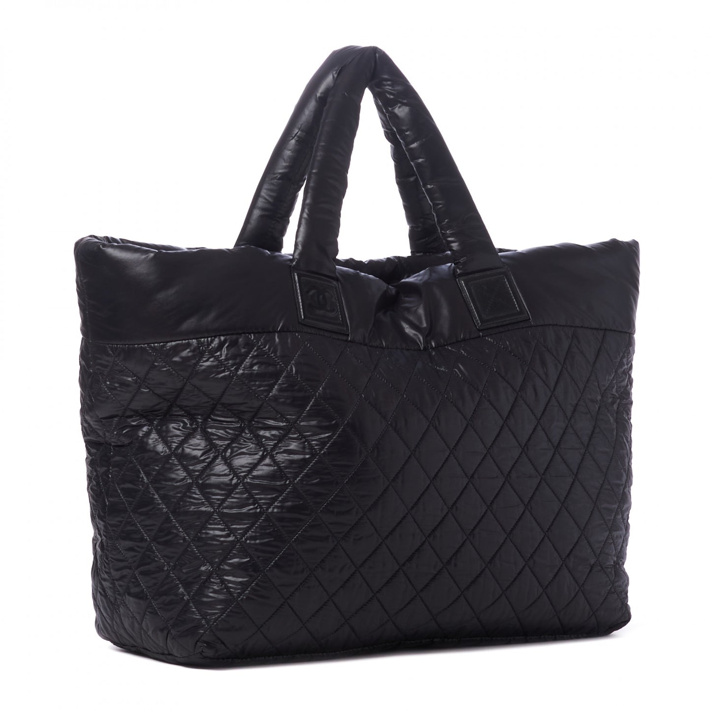 Nylon Quilted Large Coco Cocoon Shopping Tote and Messenger Bag Black