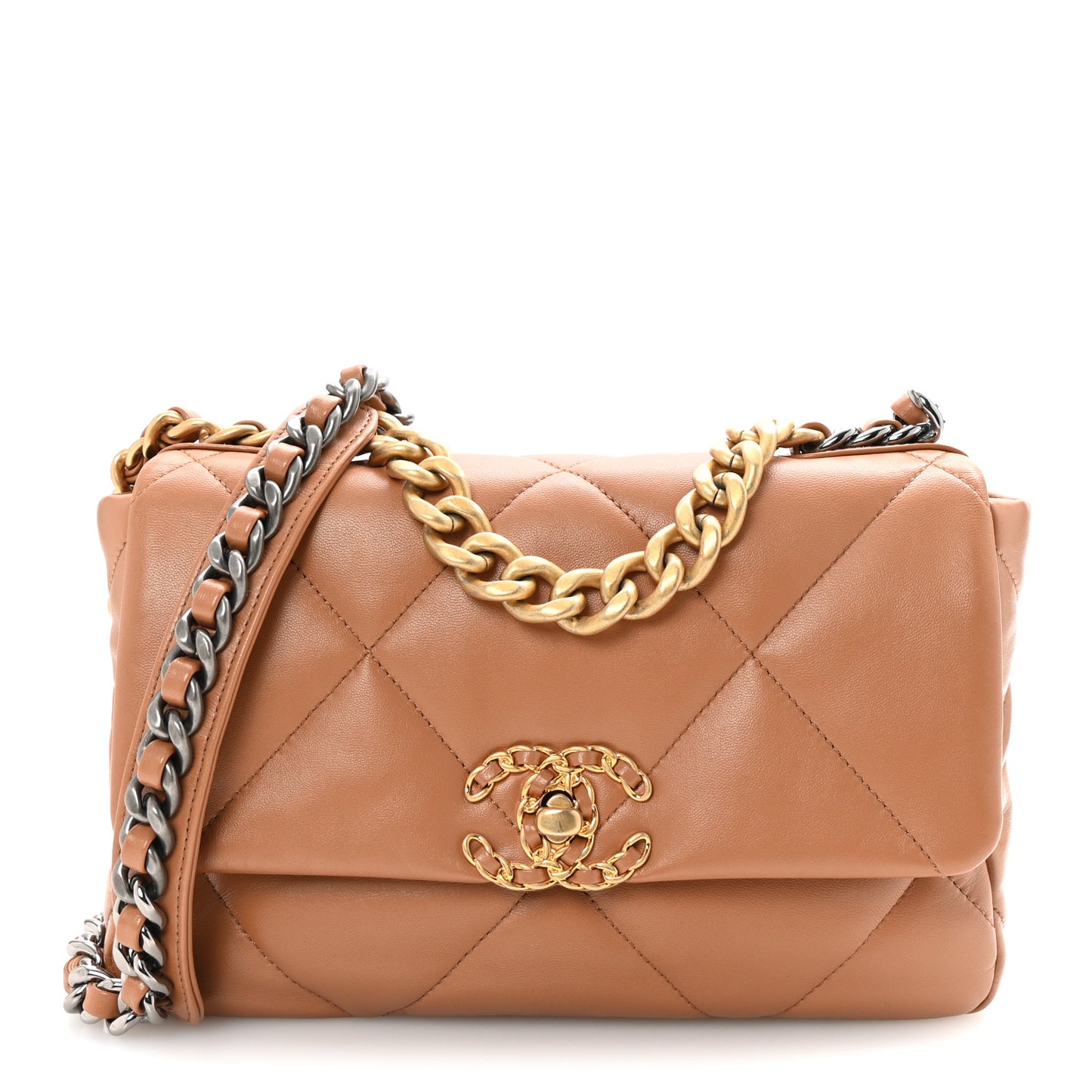 Lambskin Quilted Medium Chanel 19 Flap Brown