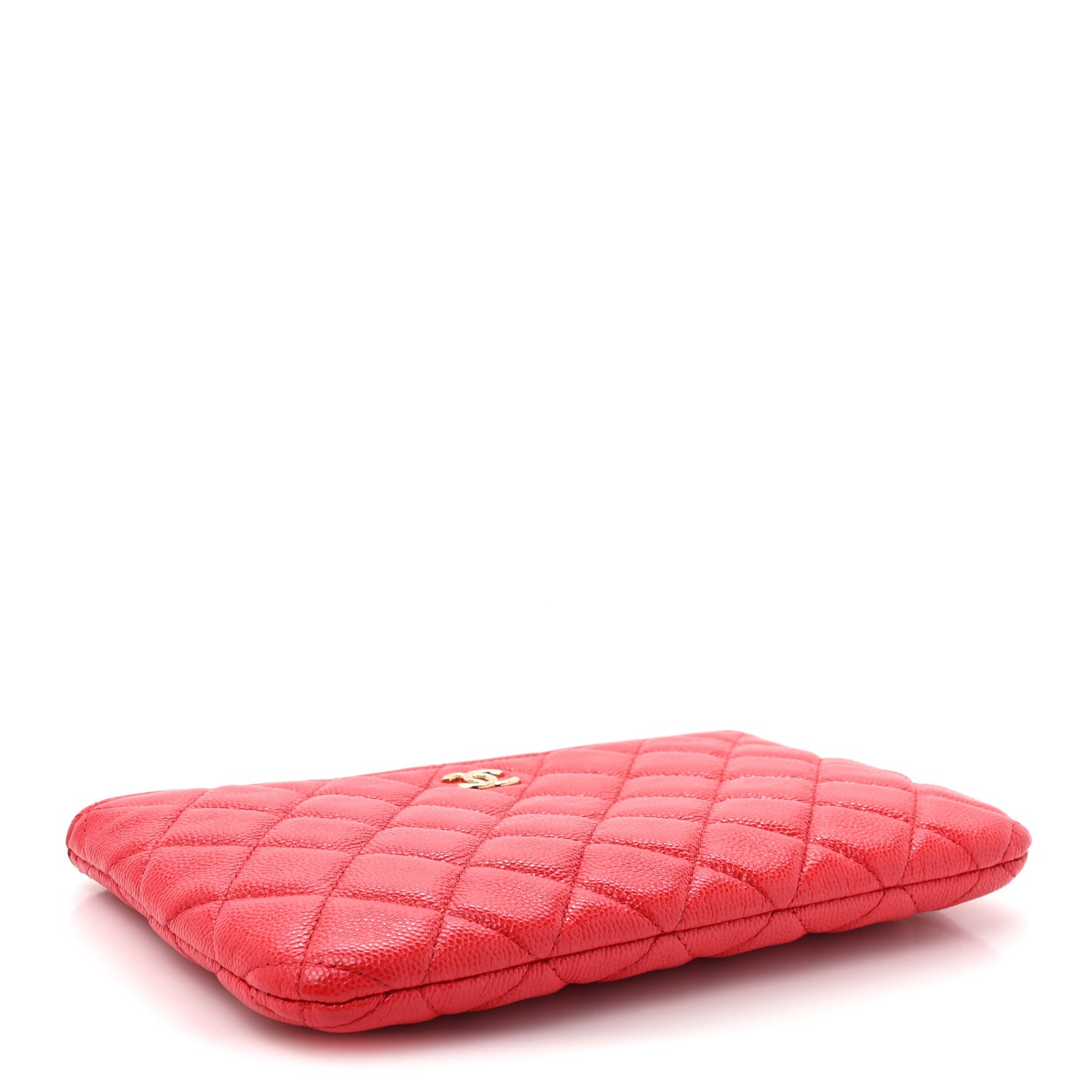 Shiny Caviar Quilted Cosmetic Case Red