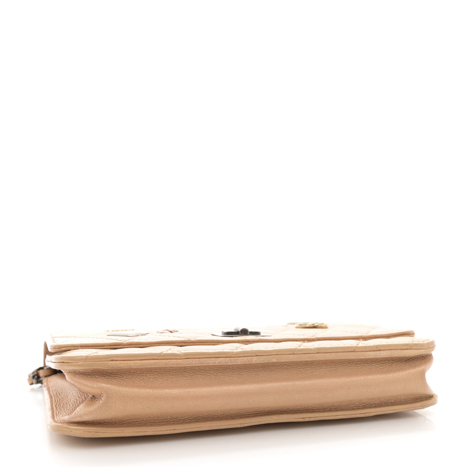 Chanel Metallic Calfskin Lucky Charms Casino 2.55 Reissue Wallet On Chain WOC Beige 4 of 12