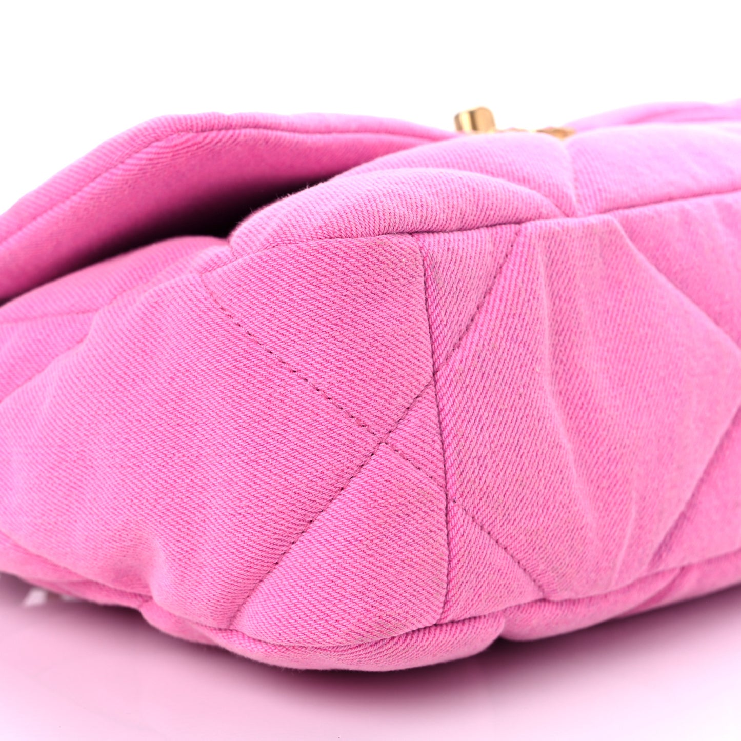 Denim Quilted Medium Chanel 19 Flap Neon Pink