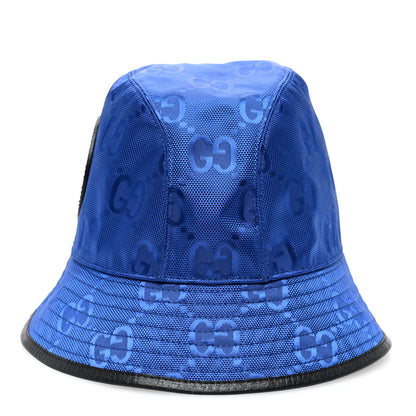 Gucci Econyl Nylon Monogram Off The Grid Will Bucket Hat Orient Blue Black 3 of 8